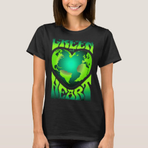 Camiseta Verde no Coração Eco Amigo do Meio Ambiente Retro 
