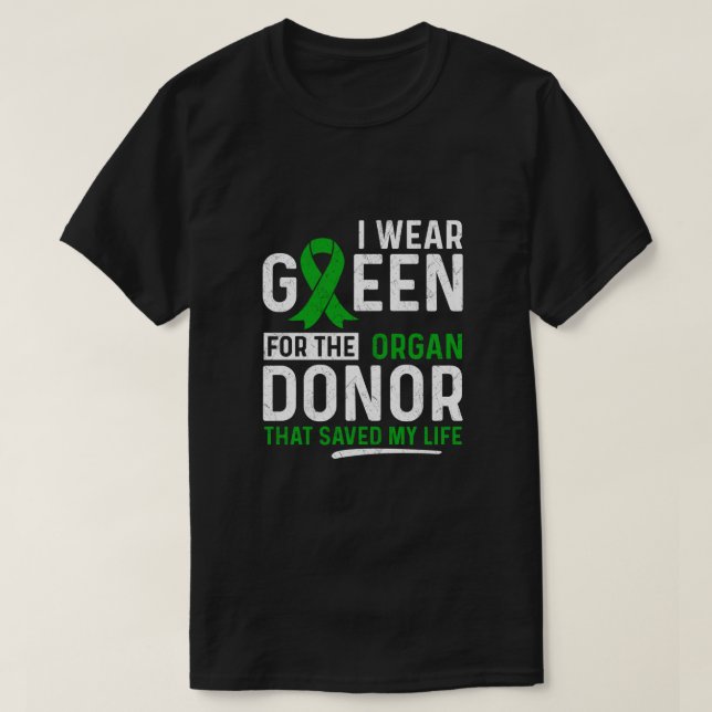 Camiseta Verde Para O Rim Transplantado Do Doador De Órgãos (Frente do Design)