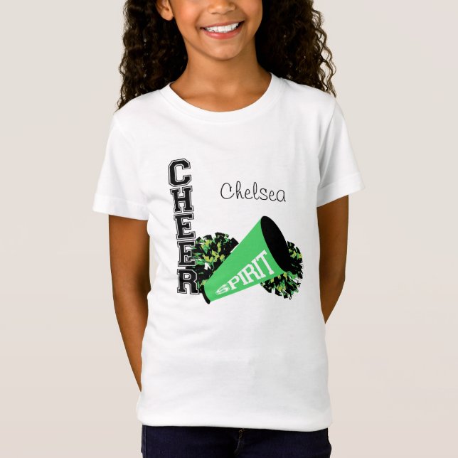 Camiseta Verde personalizável do cheerleader (Frente)