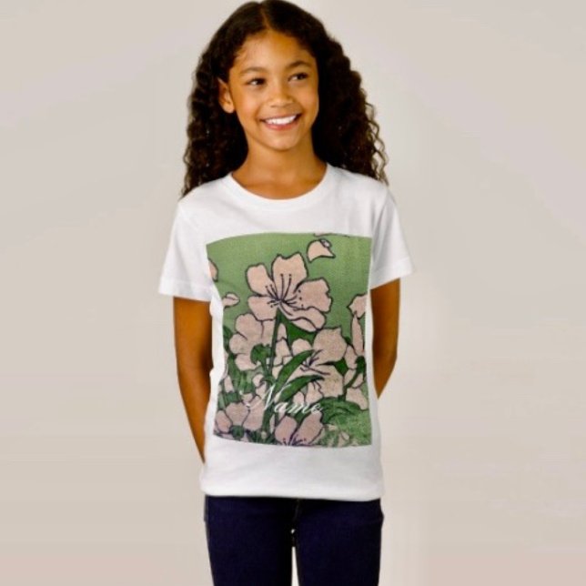 Camiseta Verde-Rosa-Flor (Criador carregado)