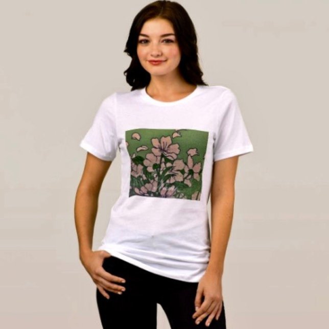 Camiseta Verde-Rosa-Flor (Criador carregado)