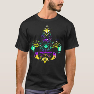 Camiseta Verde Roxo E Fleur De Lis Patterado Por Ouro