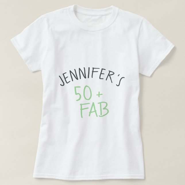 Camiseta Verde Verde Moderno 50 Fabuloso Aniversário (Frente do Design)