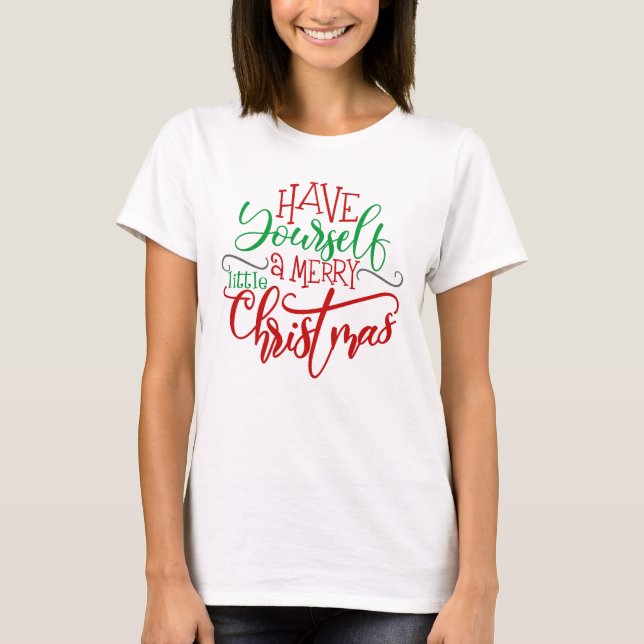 Camiseta Verde Vermelho Tenha um Natal Feliz (Frente)