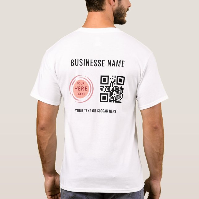 Camiseta Verificação de código QR e logotipo personalizado  (Verso)