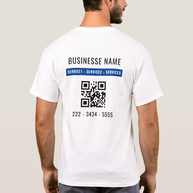 Camiseta Verificação de Código QR e Serviço Comercial Perso (Verso)