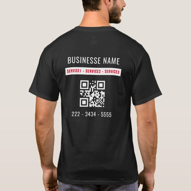 Camiseta Verificação de Código QR e Serviço Comercial Perso (Verso)
