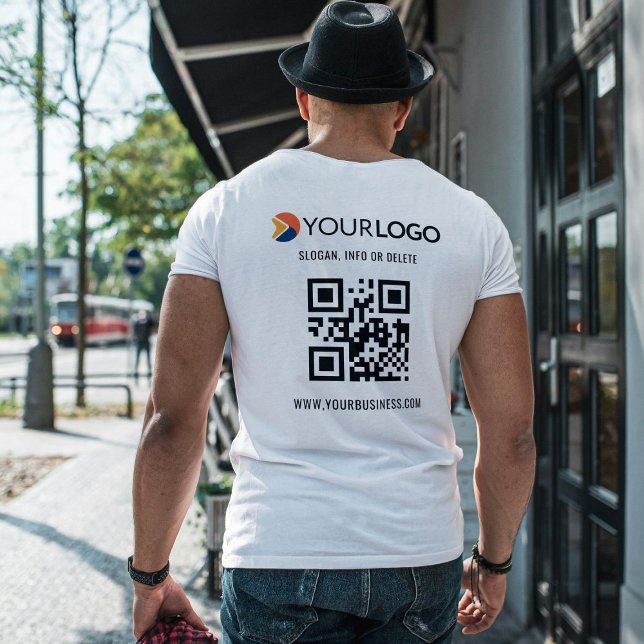 Camiseta Verificação de código QR Logotipo de empresa perso (Criador carregado)