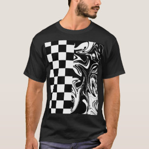 Camiseta Verificações e espirais - Preto e Branco