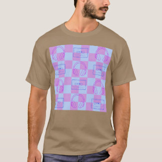 Camiseta Verificador de música dos anos 80 xadrez azul e ro