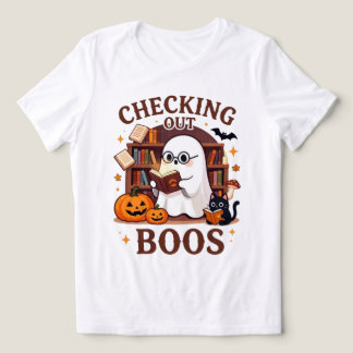 Camiseta Verificando os Boos Livro Fofo Amante do Halloween