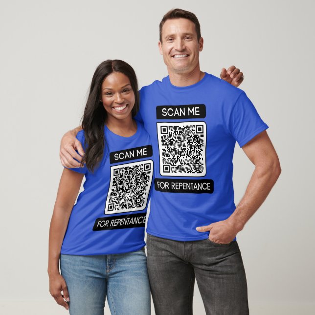 Camiseta Verifique-me se o código QR de arrependimento é un (Unissex)