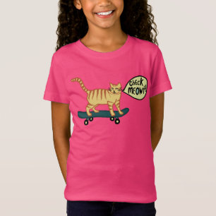 Camiseta Verifique o gato de gato malhado Skateboarding de