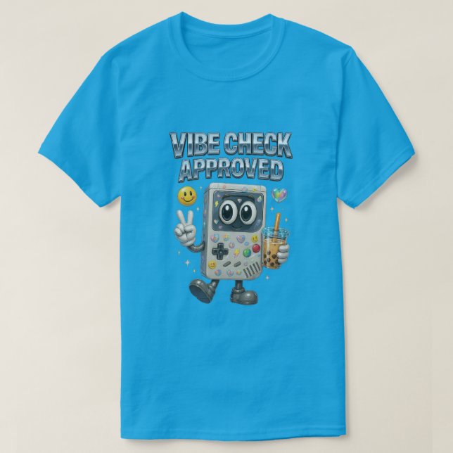 Camiseta Verifique o Jogador de Retro de Cute Aprovado! (Frente do Design)