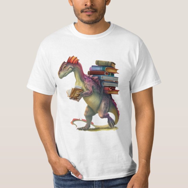 Camiseta Verme Dinossauro do Livro - Fantasia Fofa Lendo Lo (Frente)