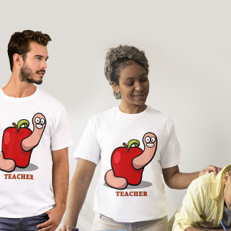 Camiseta Verme Engraçado de Professora na Unísex Prêmio App