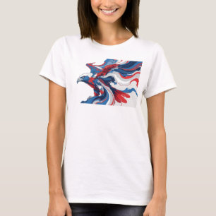 Camiseta Vermelha Abstrata de Águia Contemporânea 