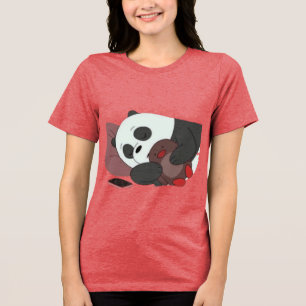Camiseta Vermelha Adora com Ilustração de Panda Ad