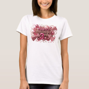 Camiseta Vermelha Artística de Aniversário de 3 An