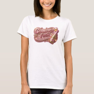 Camiseta Vermelha Atraente com a Frase CHAMPAGNE F