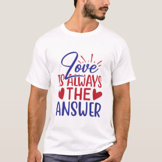 Camiseta Vermelha Azul Patriótica Amor É Sempre A