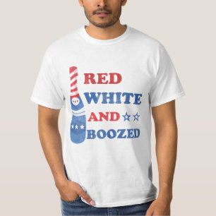 Camiseta Vermelha Branca e Embriagada 4 de julho