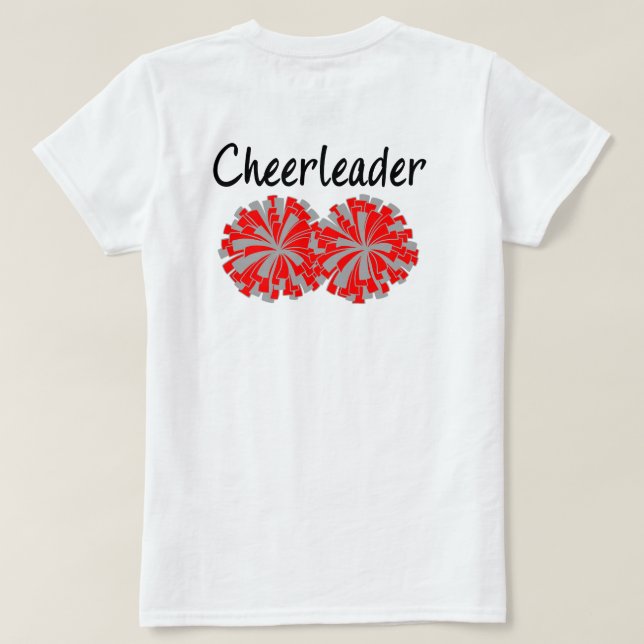 Camiseta Vermelha Cinza de Cheerleader Sênior de D (Verso do Design)
