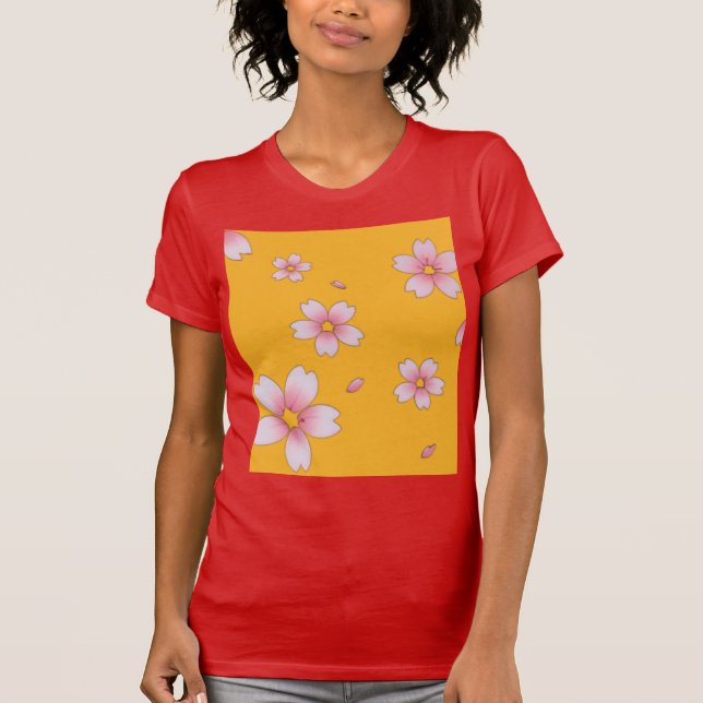 Camiseta vermelha com flores (Frente)