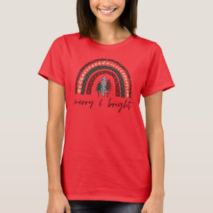 Camiseta Vermelha de Natal Alegre e Brilhante para