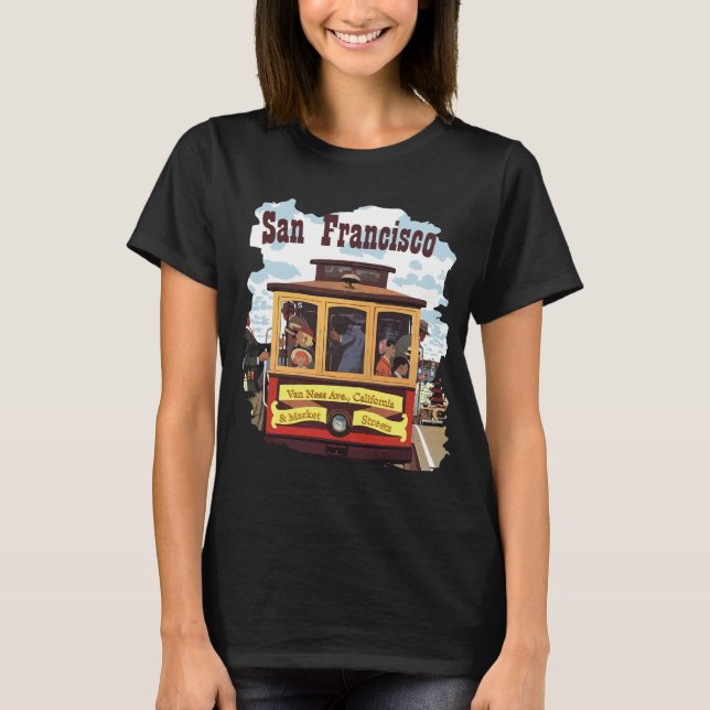 Camiseta Vermelha de Viagem do San Francisco Cable (Frente)