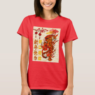 Camiseta Vermelha do Ano Novo Chinês do Zodíaco Ti