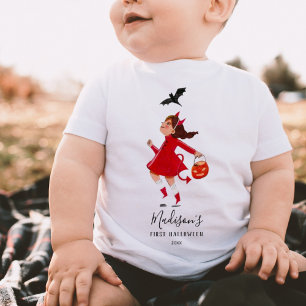 Camiseta vermelha do bebê do Dia das Bruxas