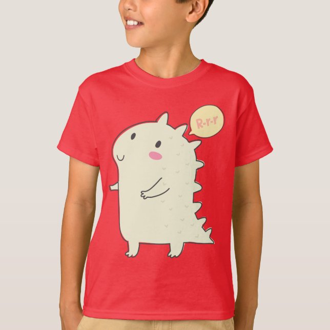 Camiseta vermelha dos Dinossauros (Frente)