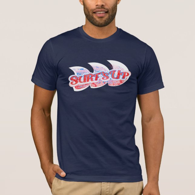 Camiseta vermelha e azul do surf (Frente)