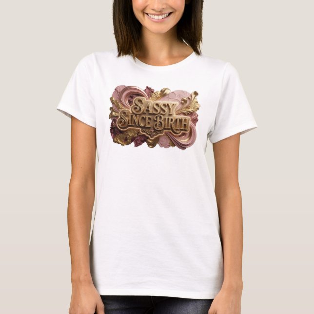 Camiseta Vermelha Edgy SASSY SINCE BIRTH Design (Frente)