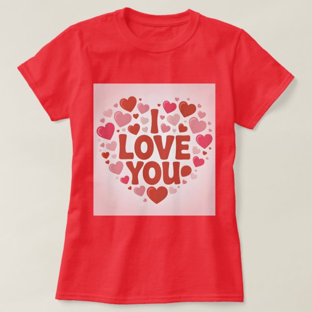 Camiseta Vermelha Eu Te Amo (Frente do Design)