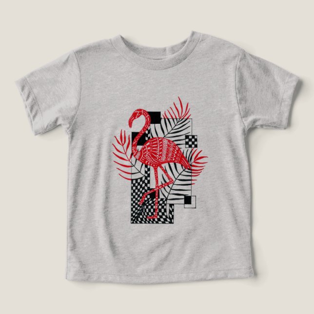 Camiseta vermelha Flamingo Impressão (Design frontal)