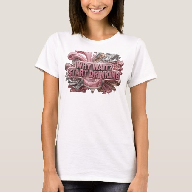 Camiseta Vermelha Moderna POR QUE ESPERAR? COMECE  (Frente)