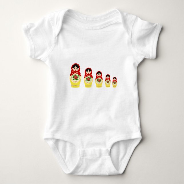 Camiseta vermelha russa matryoshka nidificação de  (Frente)