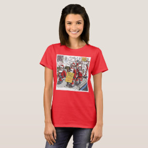 Camiseta vermelha Santa Strike para mulheres