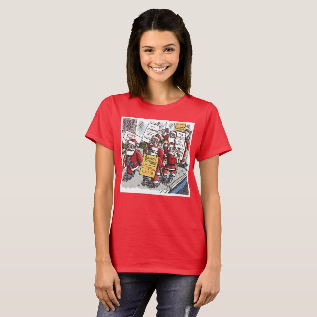 Camiseta vermelha Santa Strike para mulheres (Frente Completa)
