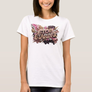Camiseta Vermelha STOP STARING Statement Atraente
