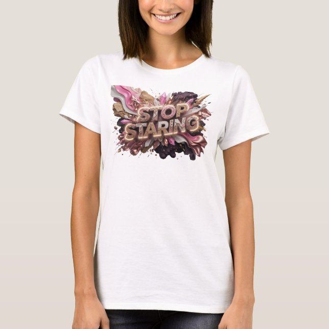 Camiseta Vermelha STOP STARING Statement Atraente (Frente)