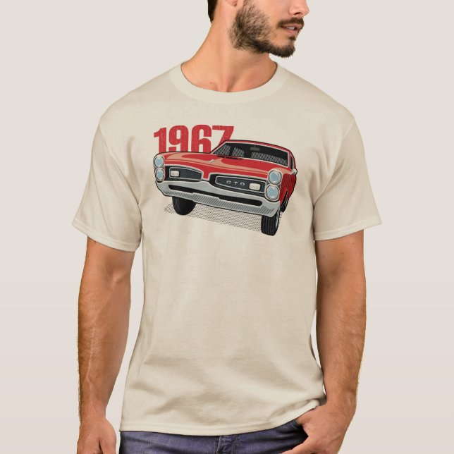 Camiseta Vermelho 1967 de Pontiac GTO (Frente)