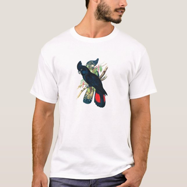 Camiseta Vermelho atado, Cockatoos. pretos (de Banksian) (Frente)