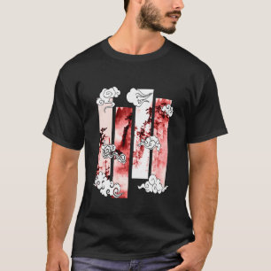 Camiseta Vermelho Borgonha Japonês Cena de Penhascos Vermel