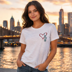 Camiseta Vermelho Branco & 250 Estátua da Liberdade Patriót