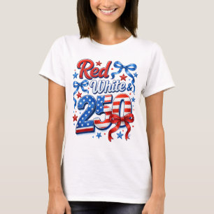 Camiseta Vermelho Branco & 250 Independência Americana Patr