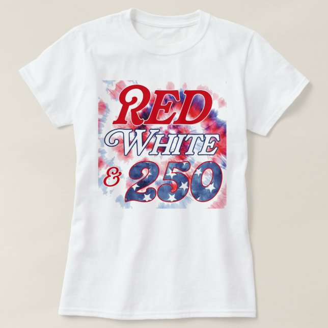Camiseta Vermelho Branco & 250 tingimento (Frente do Design)