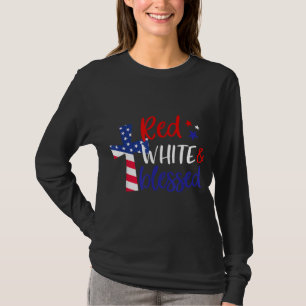 Camiseta Vermelho Branco abençoado americano Jesus Cruz Cri